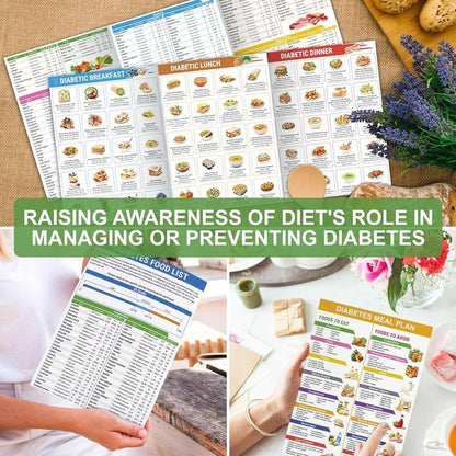 🎁Last Day 60% OFF🔥3 Counts Diabetic Food Chart Brochure & Meal Planner - Low GI Foods, Calories, Glycemic Index, and Vitamin Chart